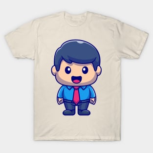 Fatty Male Employee Cartoon T-Shirt